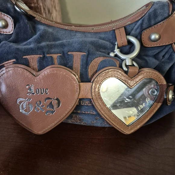 Juicy Couture - Navy Blue and Brown Shoulder Bag - Picture 3 of 6